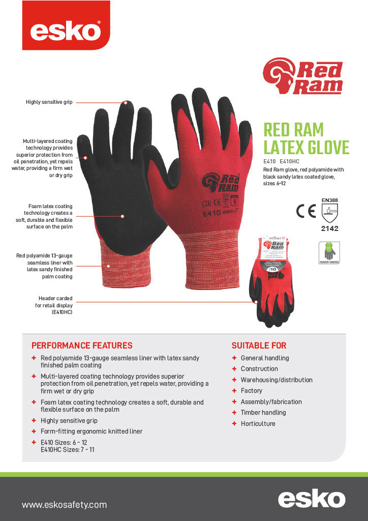 RED RAM Latex Coated Work Glove