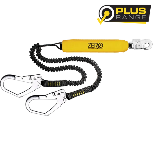 ZERO ScaffPro Double Elasticated Lanyard with Snaphook & Scaffold Hooks – 2m