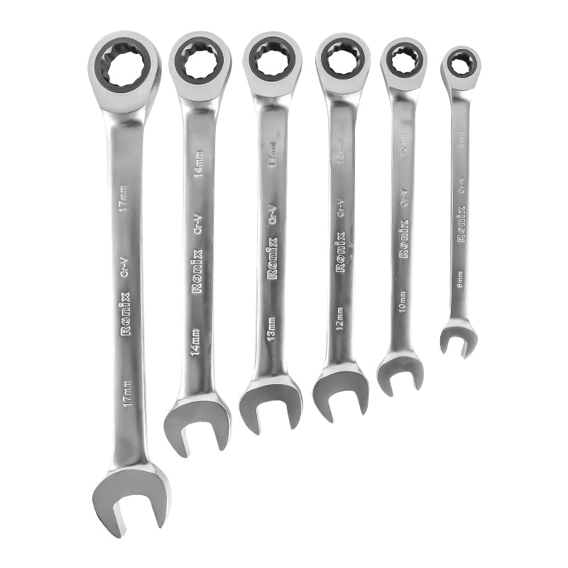Ronix Double Box-End Reversible Ratcheting Wrench Set (6‑Piece)