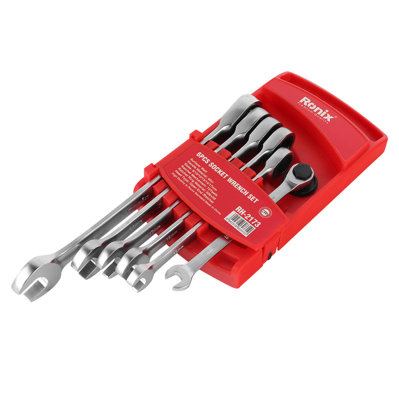 Ronix Double Box-End Reversible Ratcheting Wrench Set (6‑Piece)