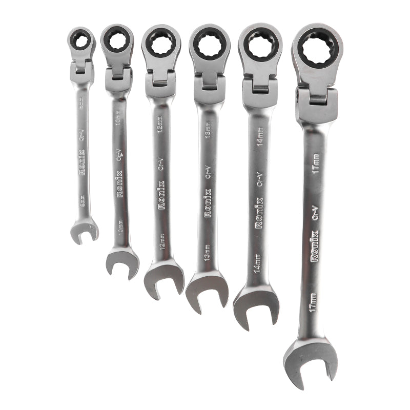 Ronix Flex‑Head Double Box-End Ratcheting Wrench Set (6‑Piece)